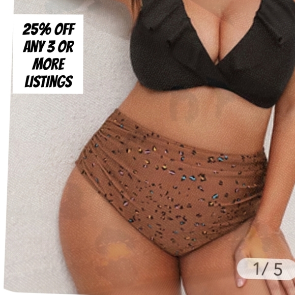 Bikini Bottom Size 3X Animal Graphic Print Cheetah Leopard Wild Cat Beach Swim - Picture 1 of 13